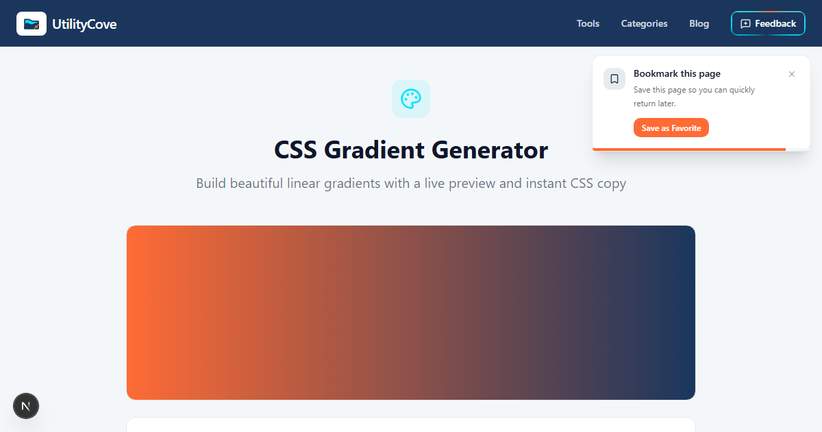 CSS Gradient Generator — UtilityCove | Free Online Tool
