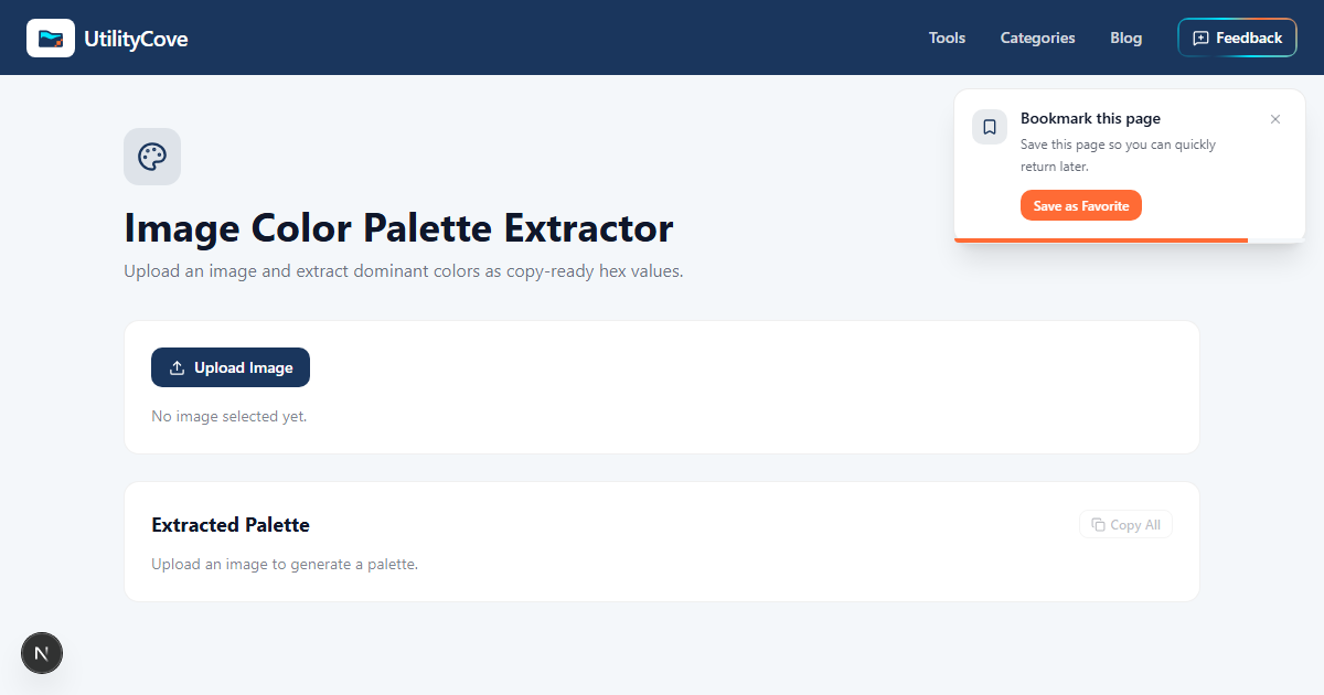 Image Color Palette Extractor โ UtilityCove | Free Online Tool