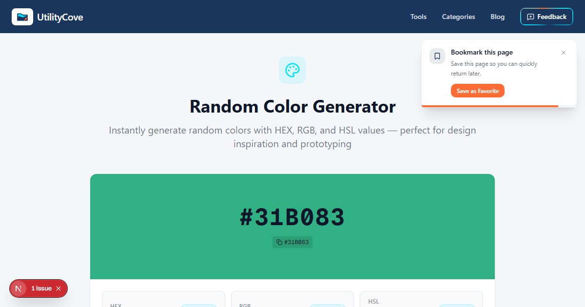 Random Color Generator — UtilityCove | Free Online Tool