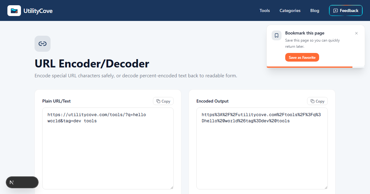 URL Encoder/Decoder — UtilityCove | Free Online Tool